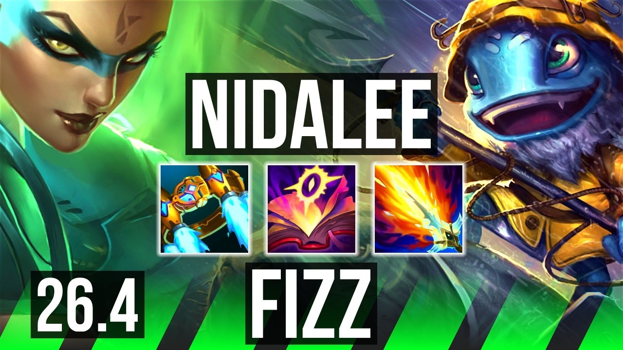 NIDALEE vs FIZZ (JGL) | Good KDA: 15/1/9, 43K damage, 5k gold comeback | KR Master | 26.4