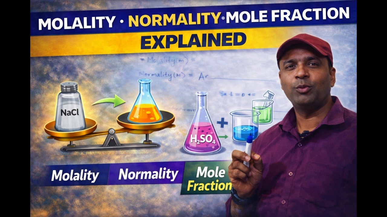 Molality, Normality & Mole Fraction Explained | Concentration Terms Made Easy (Class 11 & 12)