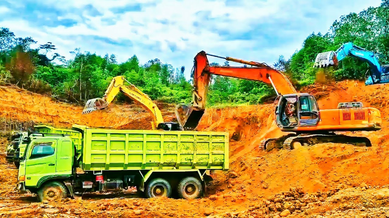 Hitachi Sumitomo Kobelco Sunward muat mobil dump truck hino fuso shacman sany