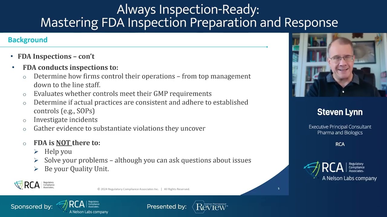 Always Inspection-Ready: Mastering FDA Inspection Preparation and Response