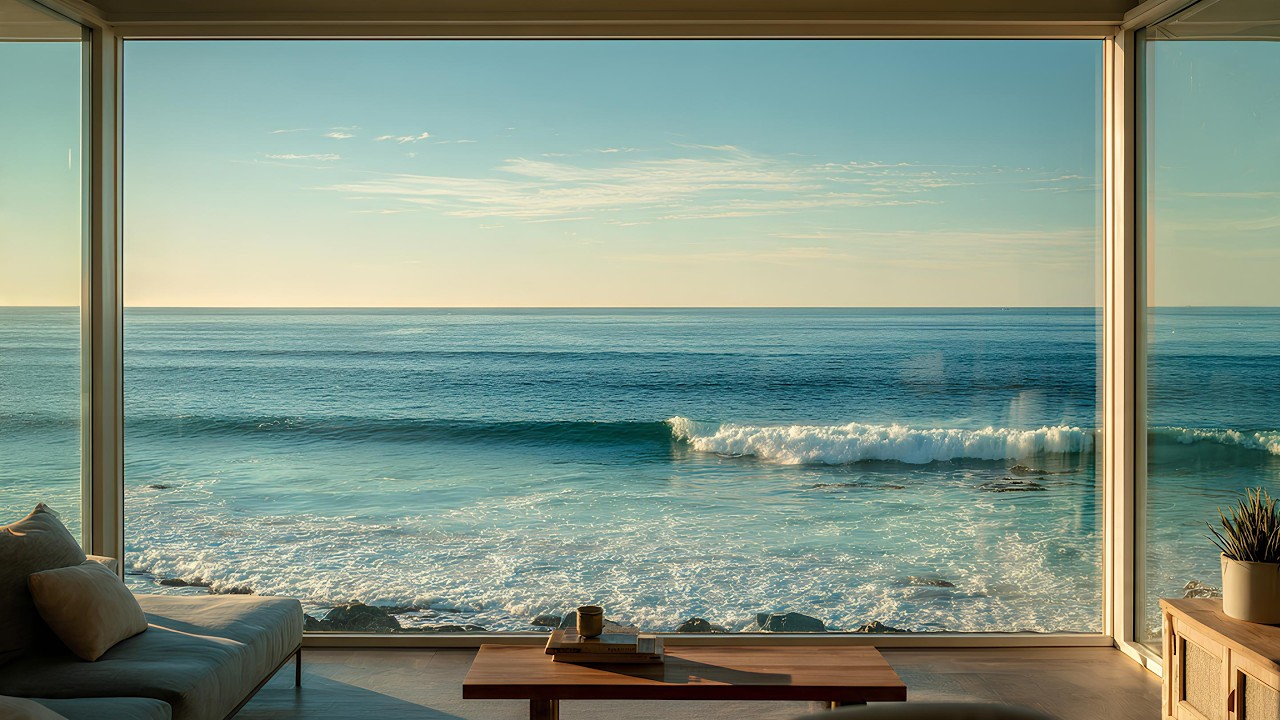 Seaside Window Ambience | Soft Waves, Bird Sounds & Cozy Coastal Vibes (2Hours)