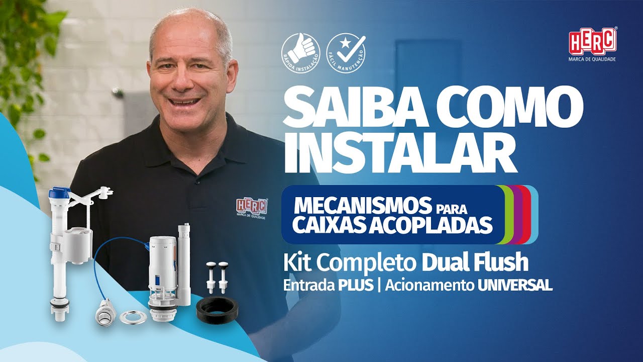 Instalação do Kit Completo HERC Dual Flush para Caixa Acoplada | Entrada Plus|Acionamento Universal