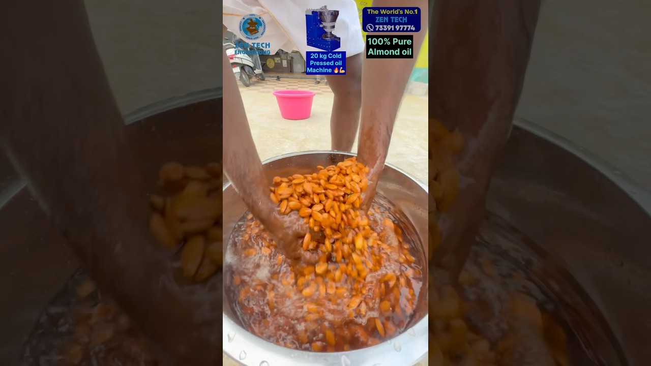 Almond oil crushing in our ZEN TECH's world's No.1 20 kg Cold Pressed Oil Extraction Machine 🔥💪❤️