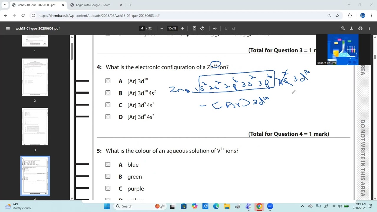 Unit 5 june 2025 Chemistry MCQ discussion