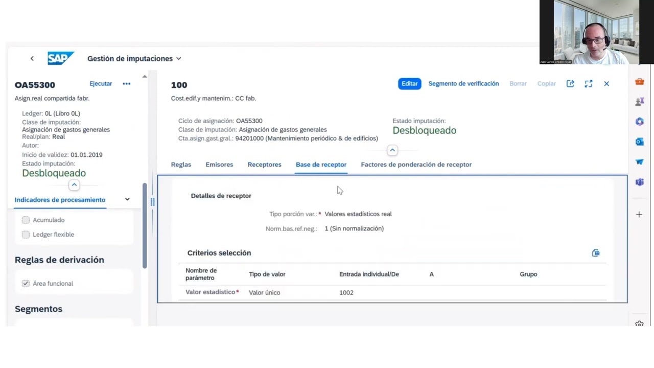 SAP S/4HANA CO Fiori - Reasignación Costos, Gestión de Imputaciones, Flujo Asignación, Presupuesto