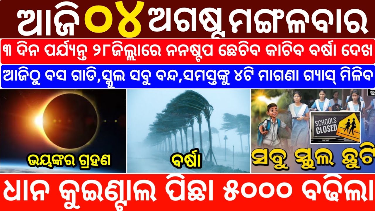 Today's Odia News/04 August 2026/Odisha News Today/PM Kisan Yojana/Subhadra Yojana/odisha news