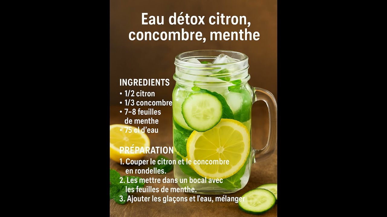 Eau Détox Citron, Concombre & Menthe 🍋🥒🌿 | Boisson fraîche naturelle