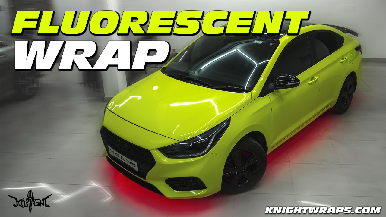 Hyundai Verna | Hexis Fluorescent Yellow Gloss Wrap | KNIGHT Wraps
