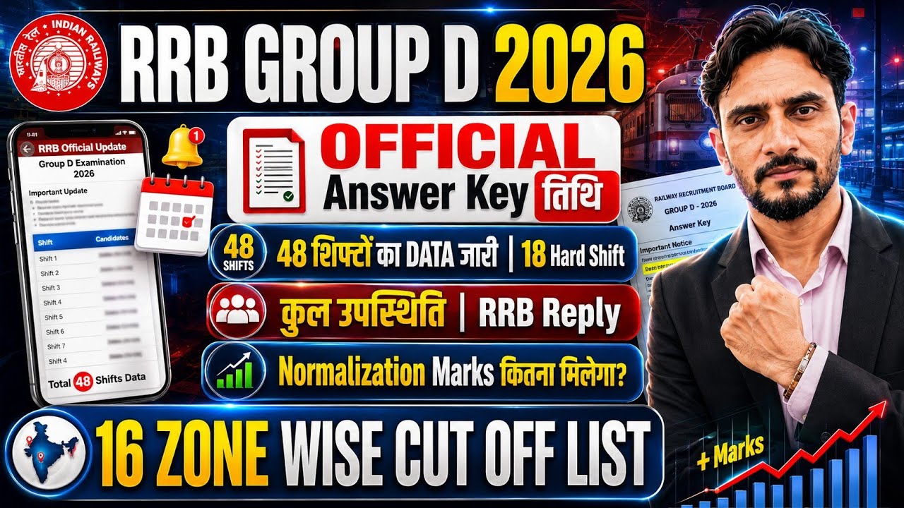 RRB Group D Official Answer Key Date OUT🥳| 48 Shifts Data Analysis | Normalization & 16 Zone Cut Off