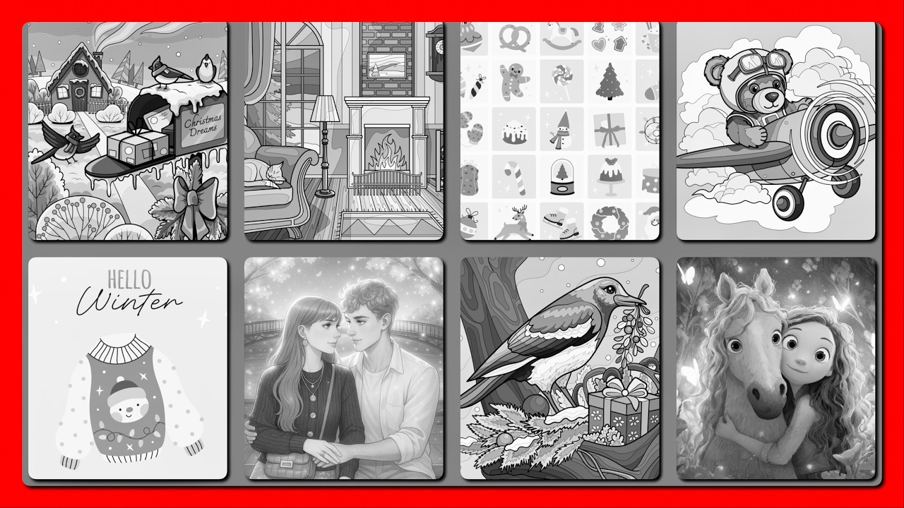 Coloring Pictures Holiday Collage Hey Color app #relaxmindgames #coloringfun