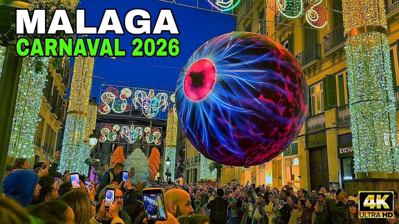 INSANE Masks, Dances & Street Chaos – Málaga Carnaval 2026 4K