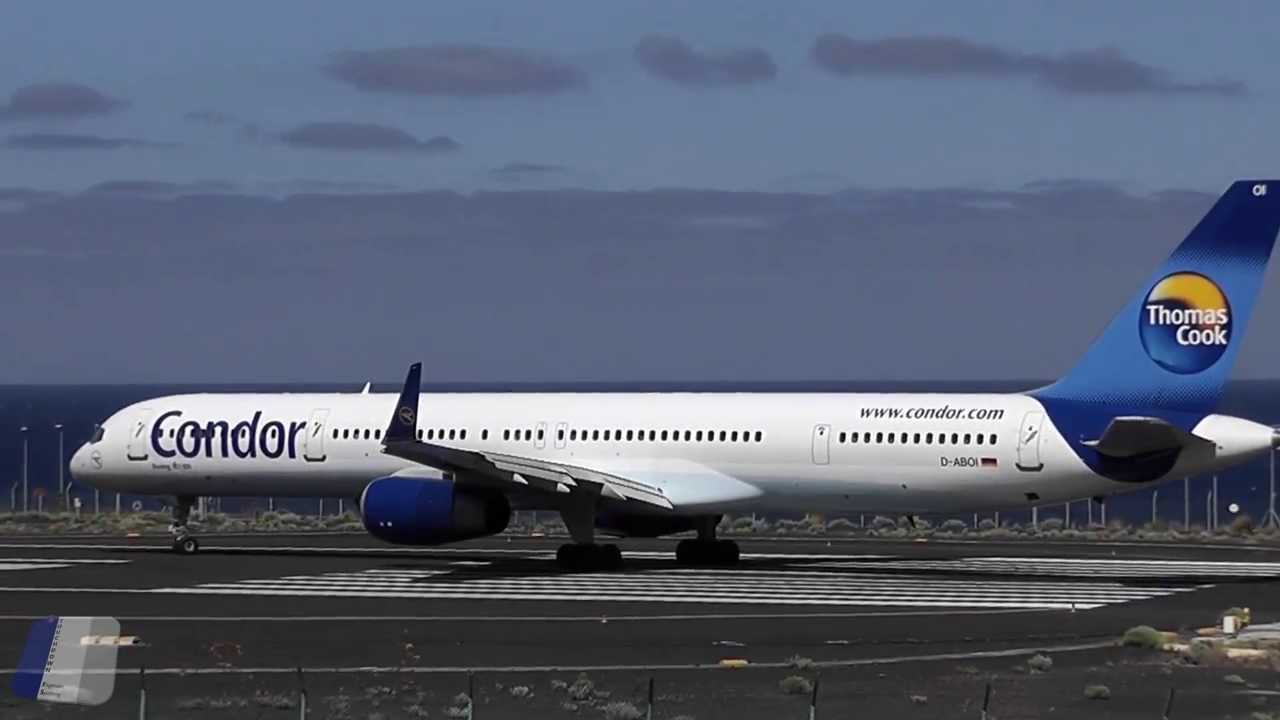 Condor B757-300 landing and take off at La Palma [HD]