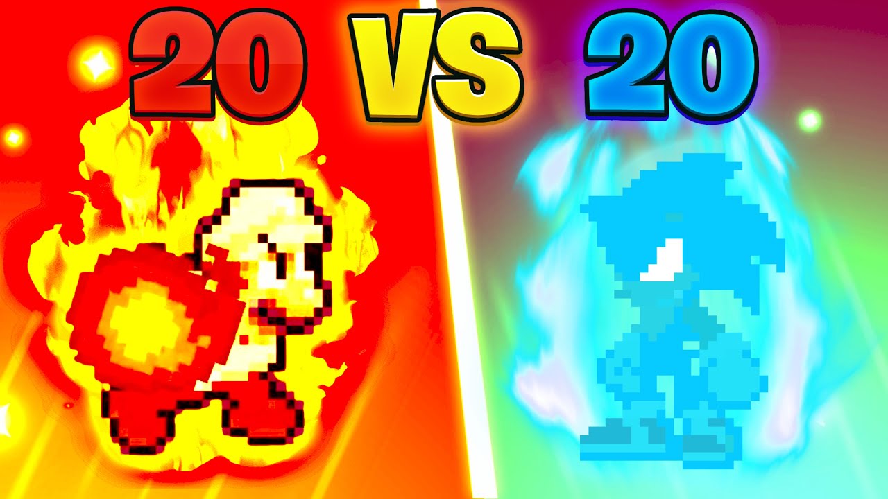 What if 20 Marios fight 20 Sonics at once? | SMBZ Game