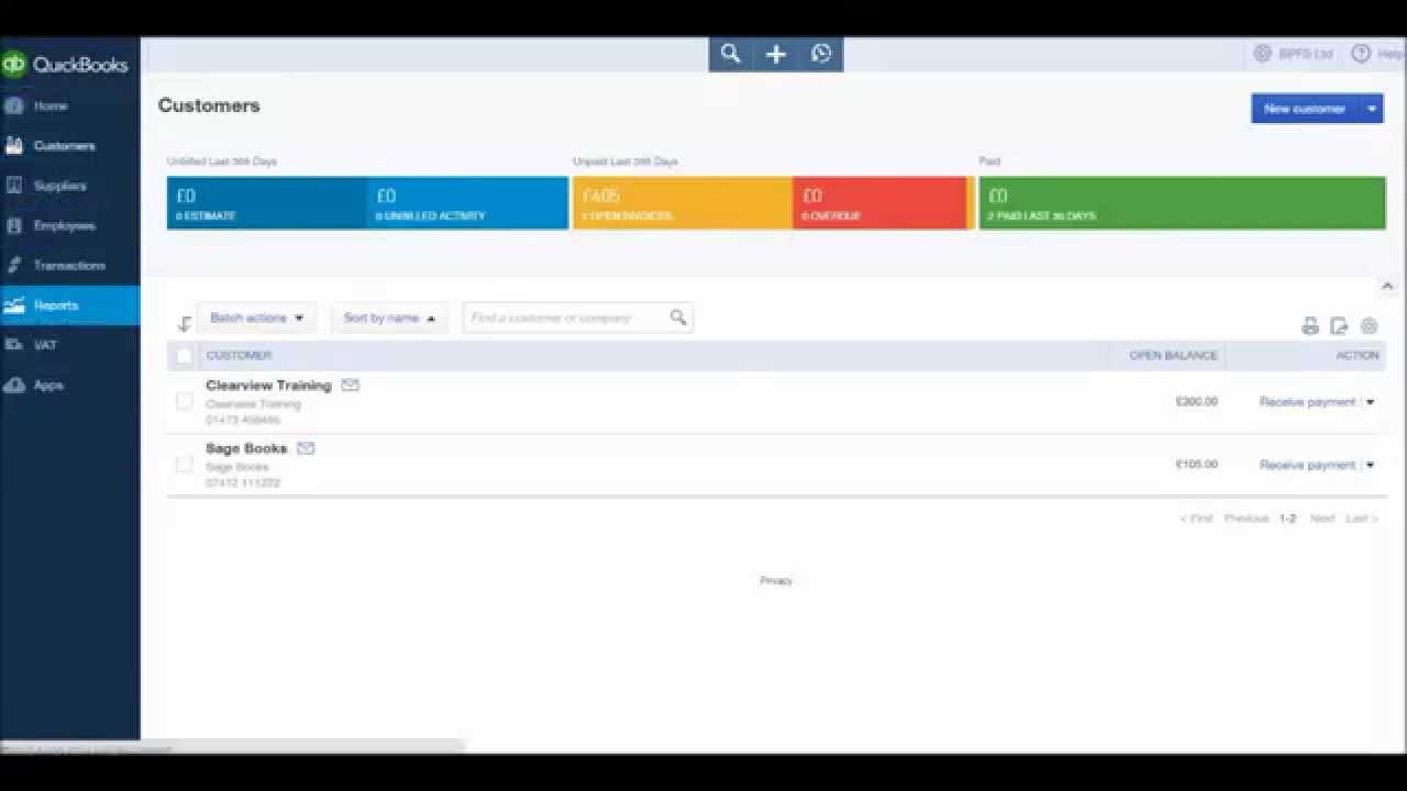 QuickBooks Tutorial - Part 7 - Customer Reports