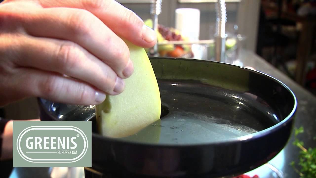 GREENIS EUROPE saftpresser, presser saft langsomt, langsomme rotation, S&aelig;nker blodtrykket