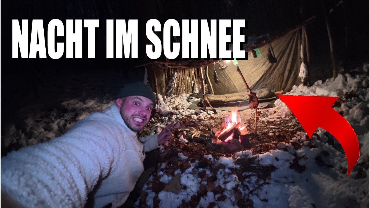 24H Biwak ALLEIN im Schnee - Shelterbau, Kochen und Overnighter!❄️