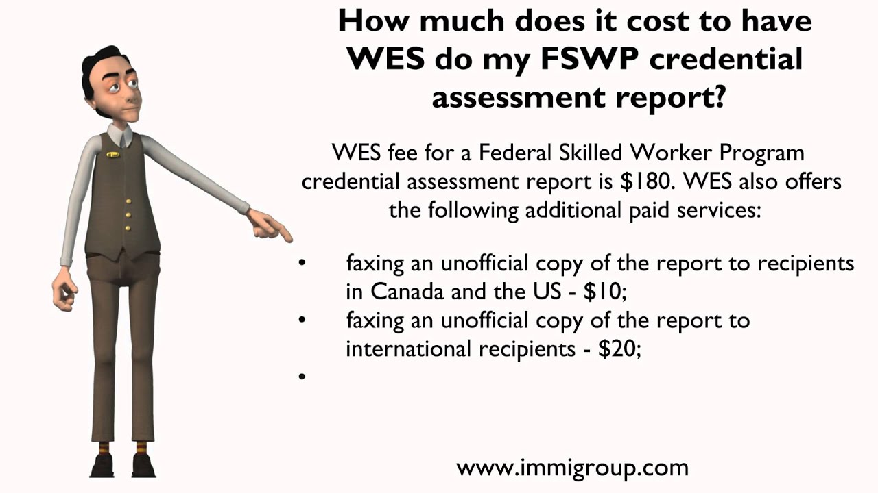 How much does it cost to have WES do my FSWP credential assessment report?