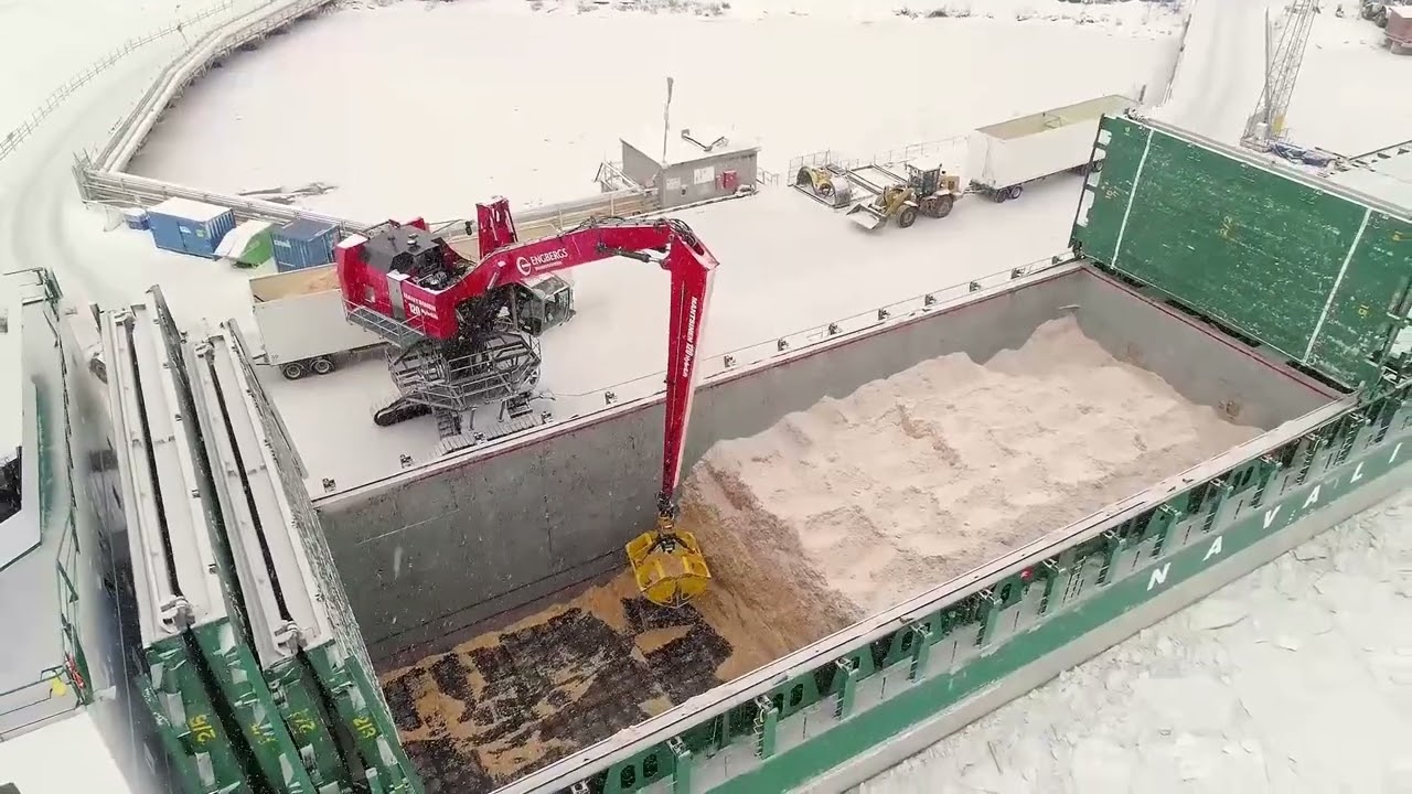 The first ever dual power concept working in Sweden Ostrand pulp mill  Mantsinen 120 DualPower TM