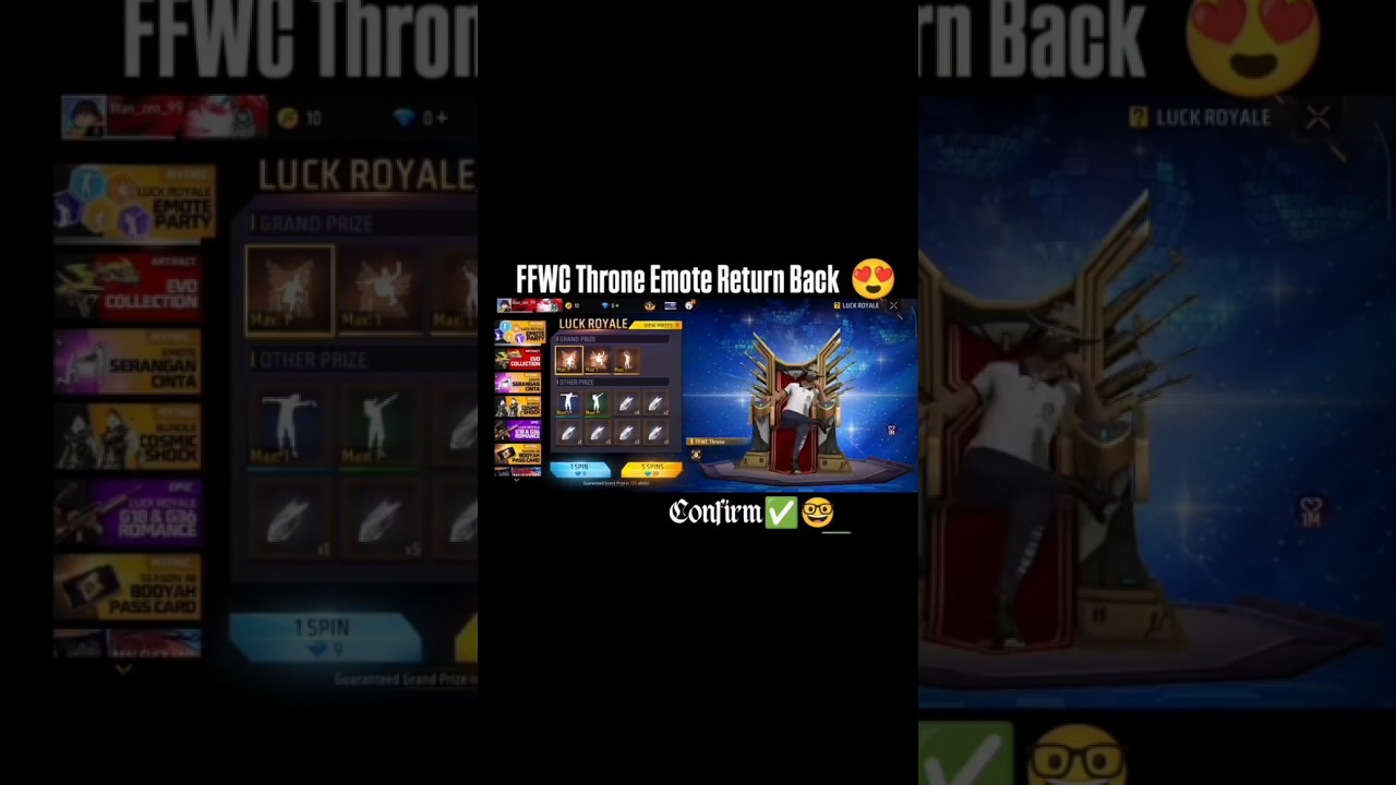 THRONE EMOTE RETURN CONFORM DATE 😋😋 Free Fire Max