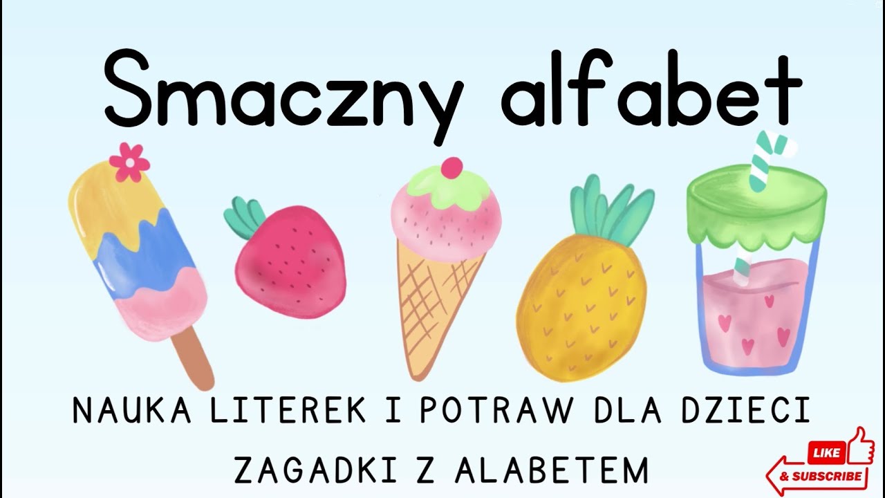 Smaczny Alfabet - Zagadki dla dzieci jedzenie na poszczeg&oacute;lne literki alfabetu (Quiz)