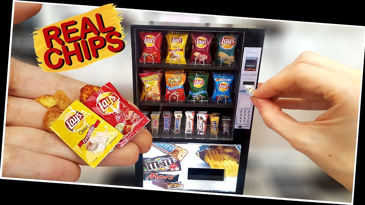 Mini CHIPS vending machine with REAL, but mini CHIPS!! :) DIY / so yummy/ ASMR / mini cooking