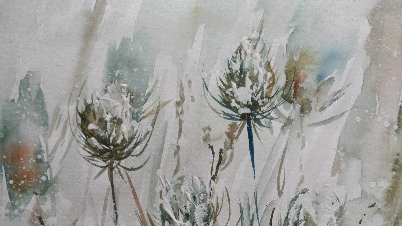 Winter Time Teasels ~ Watercolours