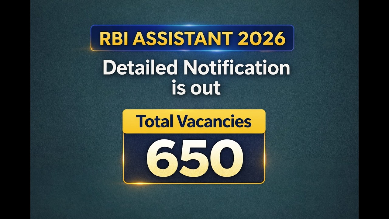 RBI Assistant 2026 Notification Out 🔥 | 650 Vacancies | Eligibility, Salary & Exam Date #rbi