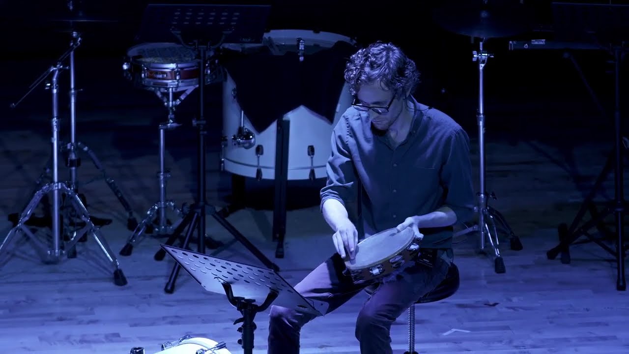SHRED, for tambourine, double bass and tape. Live 2024.