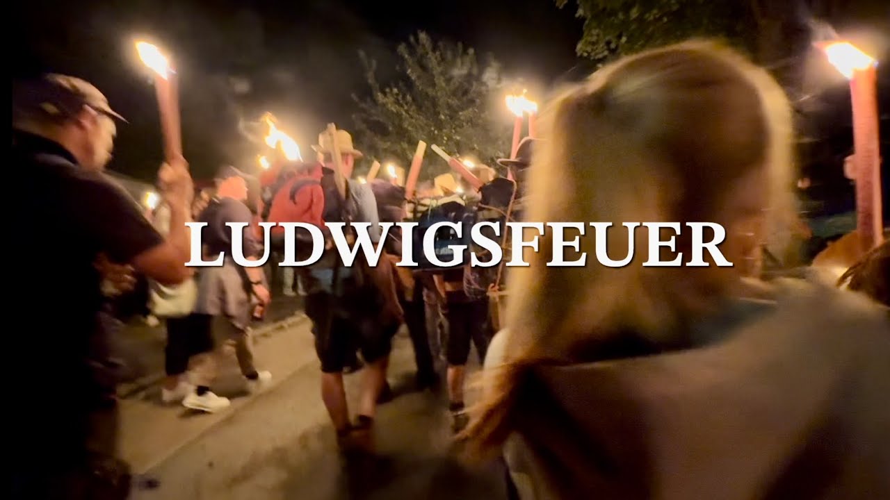 Ludwigsfeuer Oberammergau 2024 // Vollständiger Umzug zum Abschluss mit Fackeln und Musik