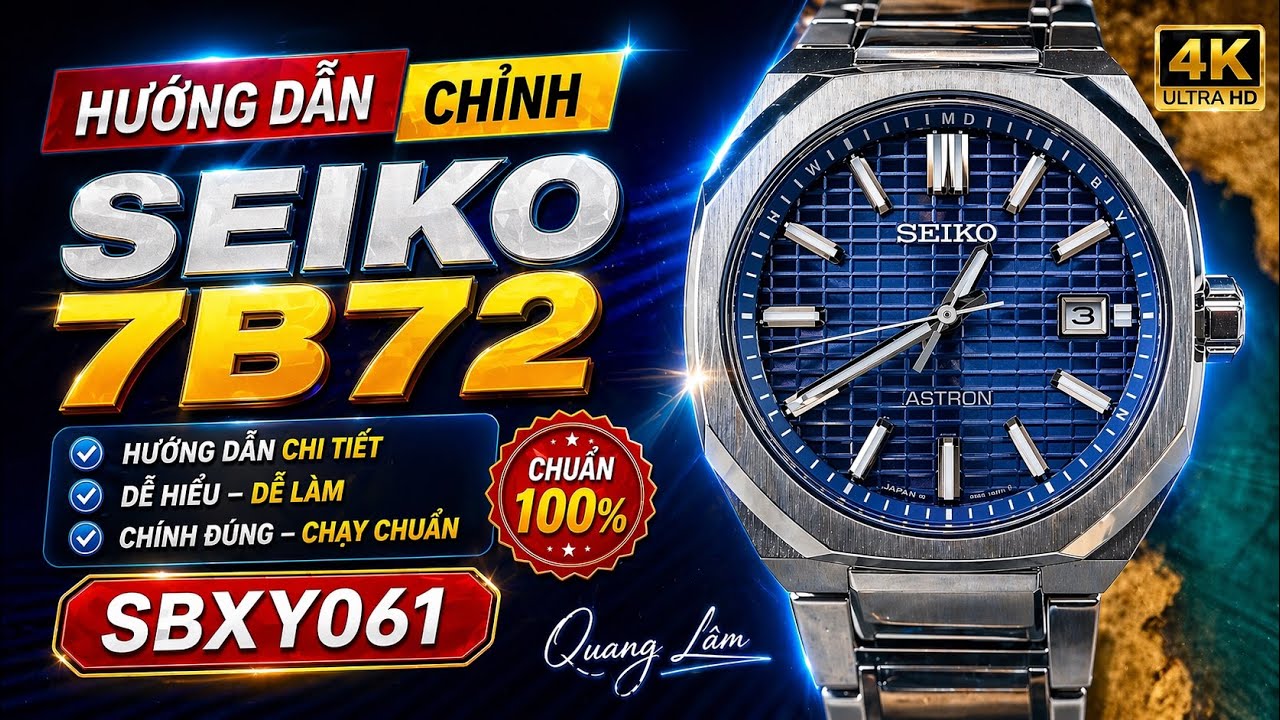 Hướng dẫn chỉnh đồng hồ Seiko 7B72 trên chiếc SBXY061 - Quang Lâm