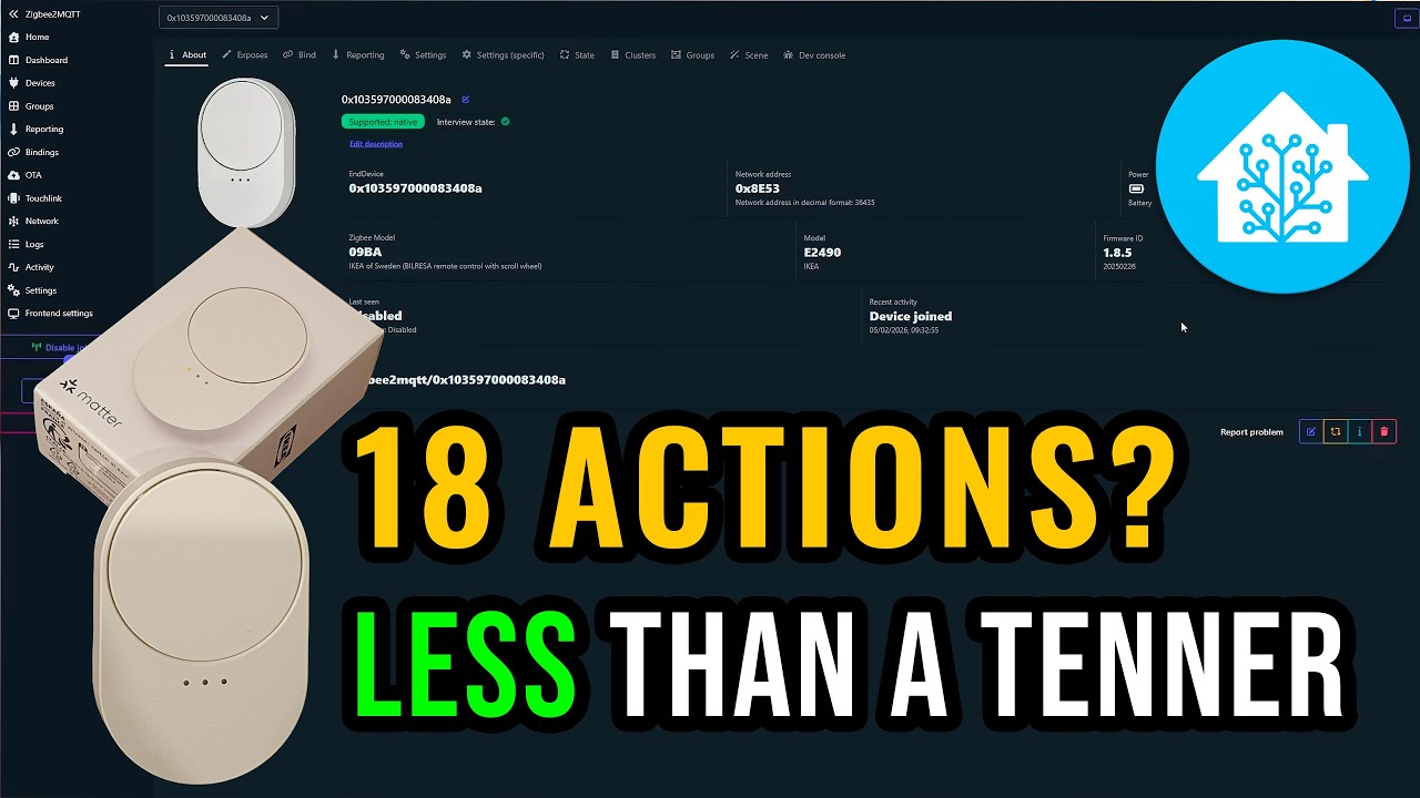 Home Assistant: 18 Actions from ONE IKEA Bilresa! (Thread over  Matter) 🏠 #homeassistant  #bilresa