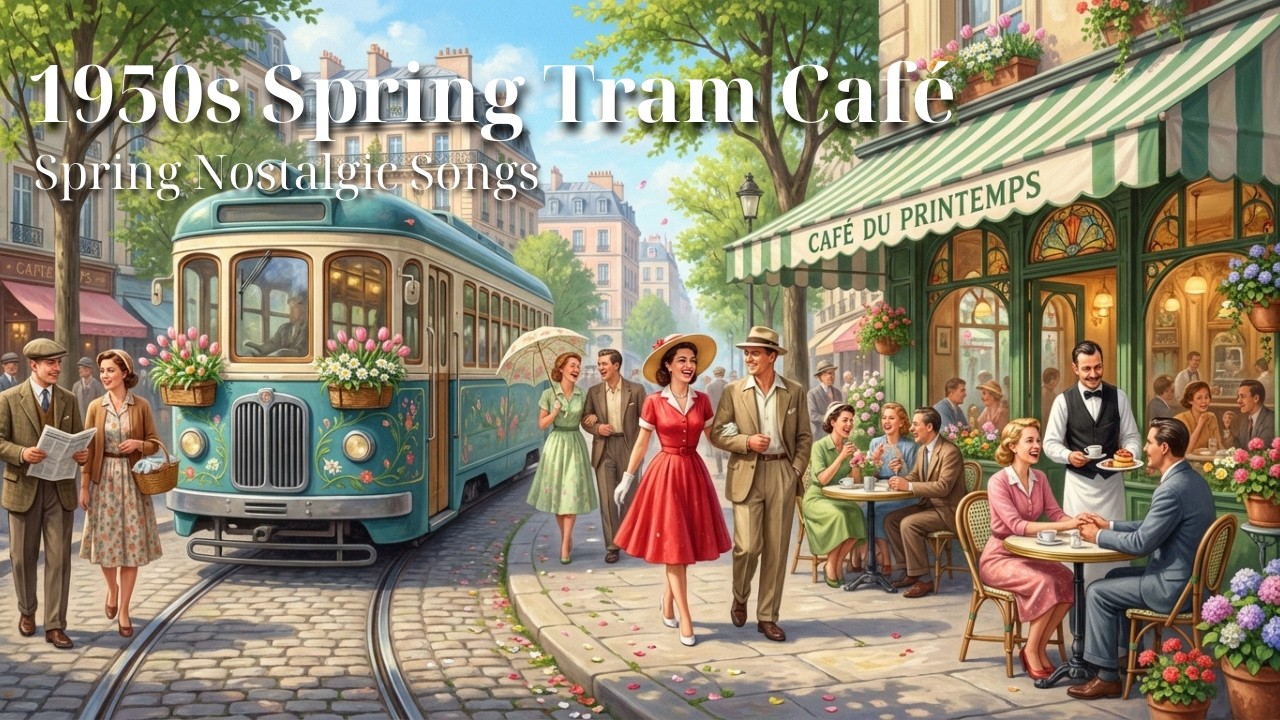 1950s Spring European Café by the Tram | Palvoria’s Vintage Songs