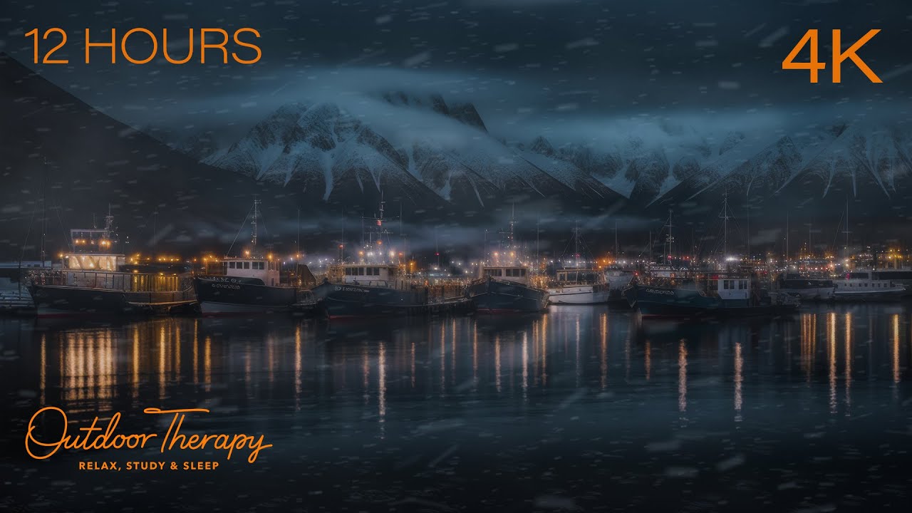 Boat Harbor Hush | Relaxing Howling Wind & Blowing Snow Ambience | 12 HOURS | SLEEP | STUDY