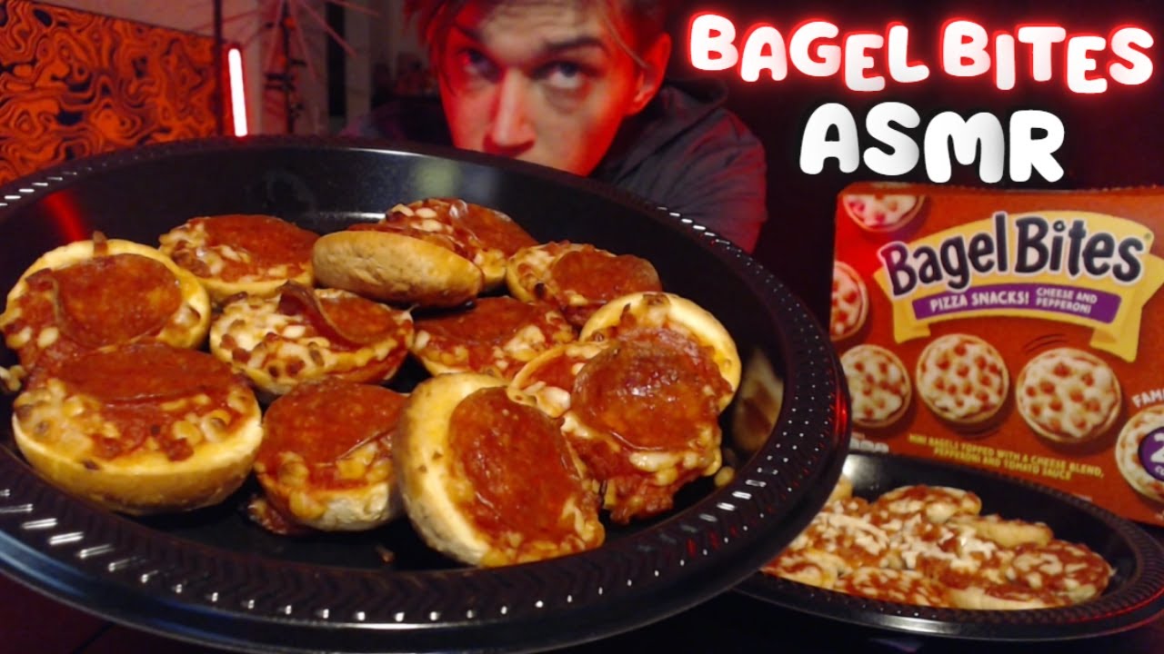 ASMR Eating Mini Pizza Bagel Bites (Crunching & Chewing Sounds)