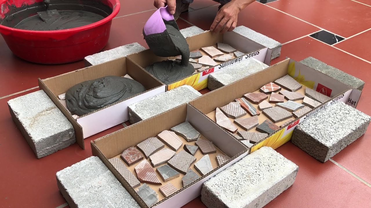 Creative Design From Cement - Techniques For Shaping Cement Plant Pots From Cardboard Boxes