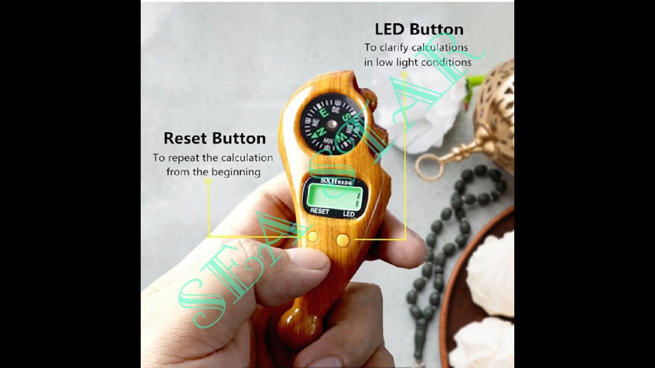 New digital Tasbih with compass & light led display Tally Counter or Tasbih Zikr, prayer,  rosary,