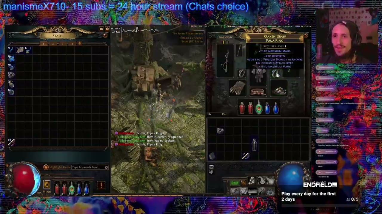 VOD making guitar; rocket league; path of exile- and endfield! (Part 47/50)
