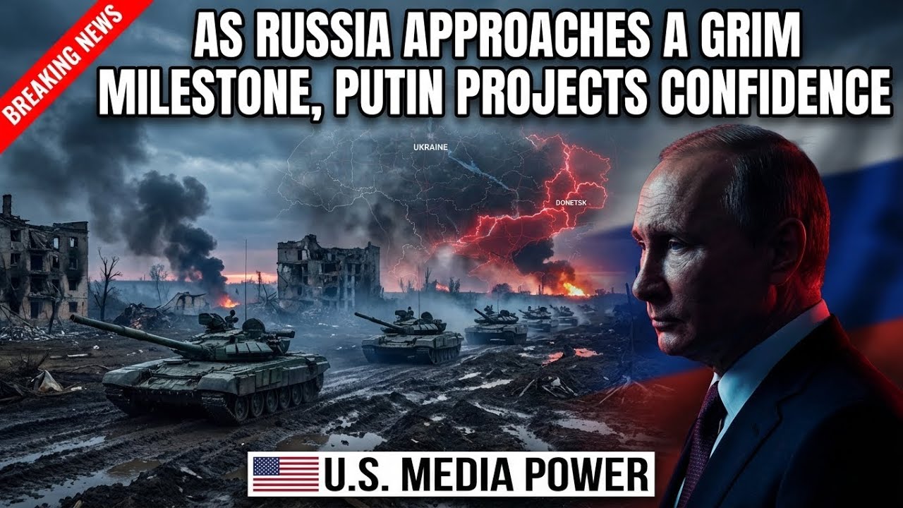 Breaking News: As Russia Nears a Grim War Milestone, Putin Projects Confidence,,U.S Media Power,