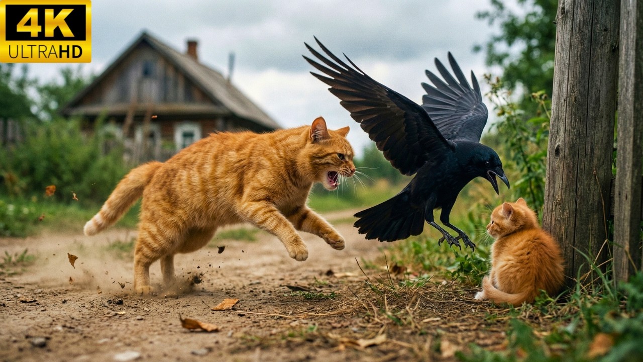 What the cat did when the crow attacked — nobody expected it
