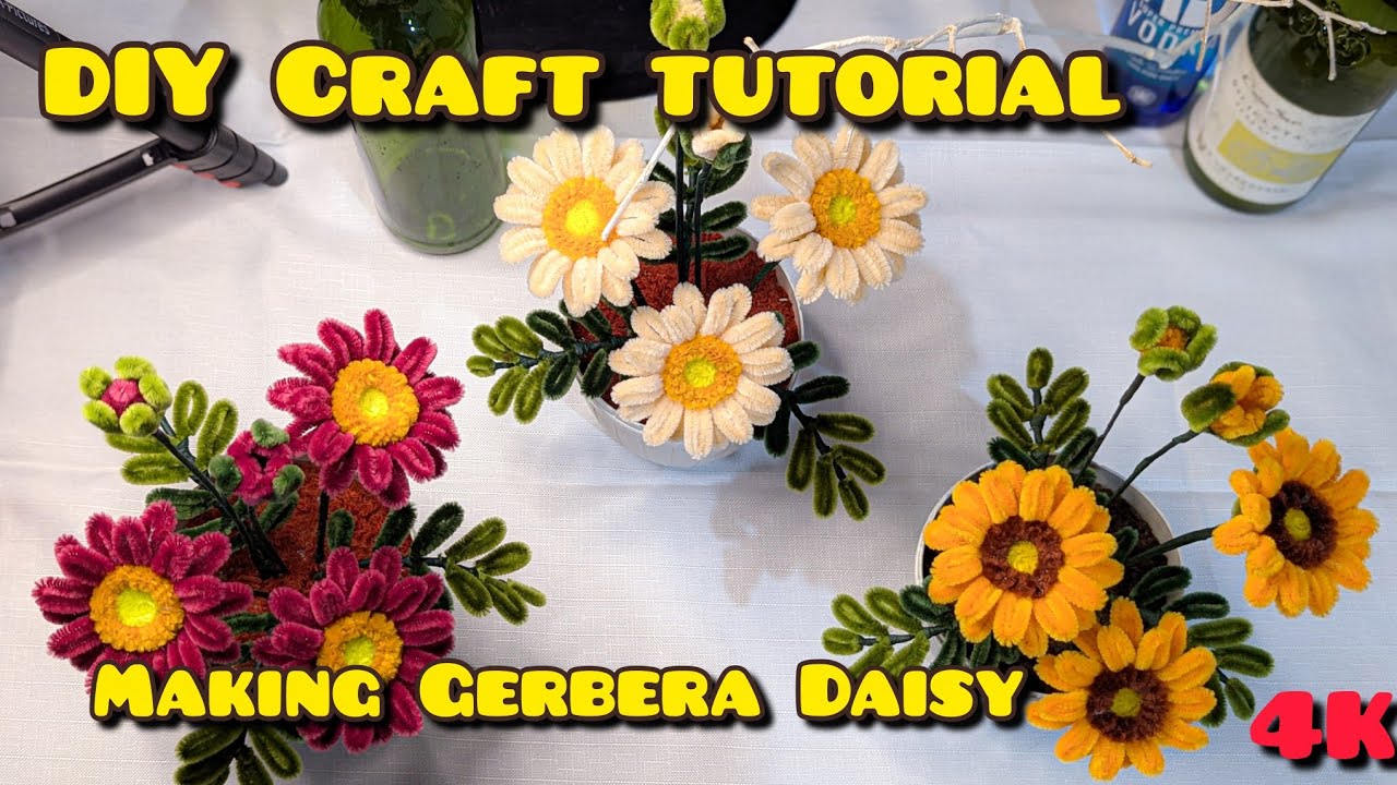|Gerbera Daisy| Flower making tutorial | DIY Craft Pipe Cleaner #beautiful#diy#trend#flowers