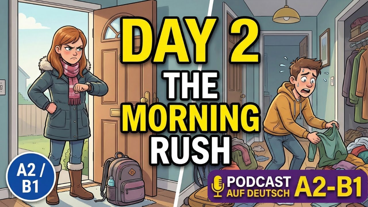 Day 2: Real German Conversation — The Morning Rush | German101 Podcast (A2-B1)