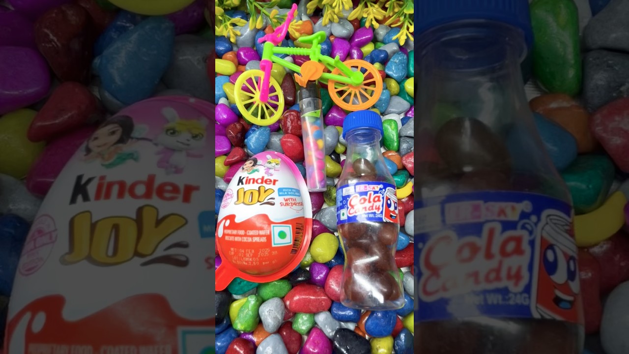Kinder box with bicycle 🚲 toy candy 🍬 & cola  toy candy 🍬 #candyopening #candy #shortvideo