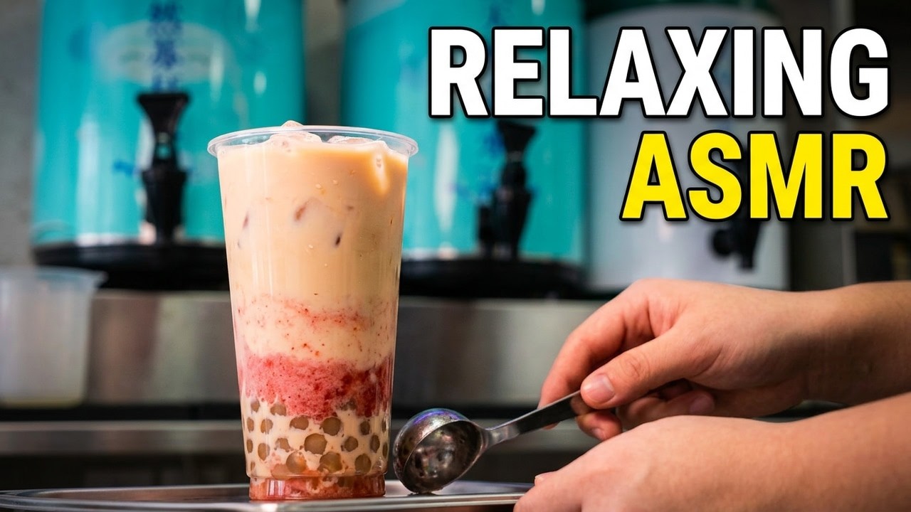 Oddly Satisfying Bubble Tea ASMR | Milk Tea Mixing & Toppings