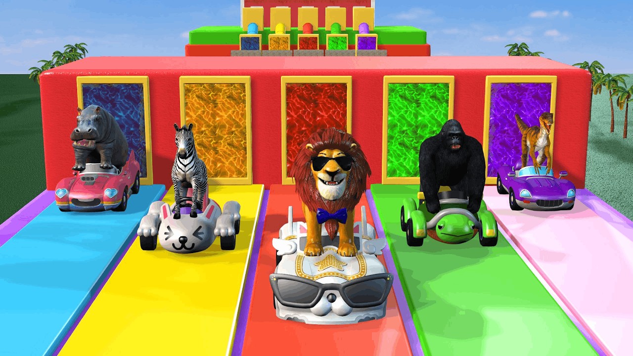 Long Slide Game With Zebra Sheep Horse Donkey Cow 3d Animal Game Funny 3d Animals