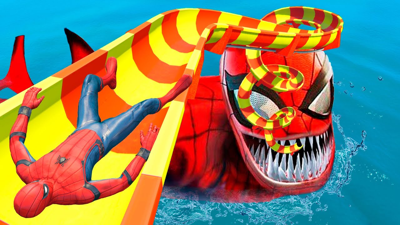 GTA 5 SPIDER SHARK | Water Slides Spiderman | WATER RAGDOLLS [Euphoria Physics] [Episode 6]