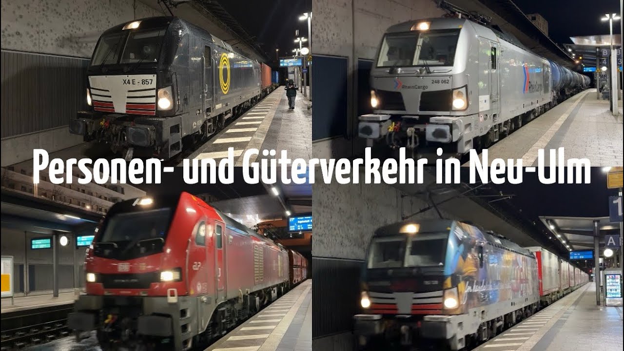 Zugsichtungen abends in Neu-Ulm: Personenverkehr und Güterzüge am laufenden Band