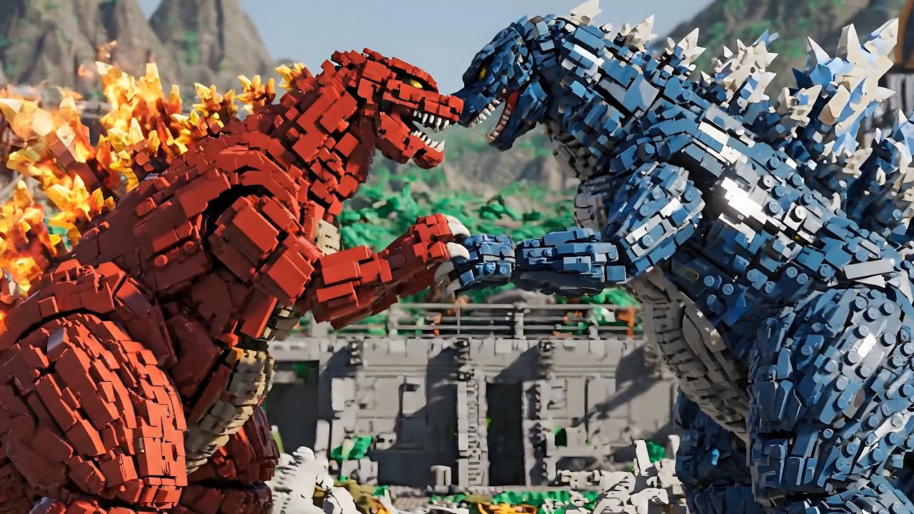 Epic Monster Battle Red Fire Godzilla vs Thunder Diamond Godzilla – Lego Jurassic World Showdown