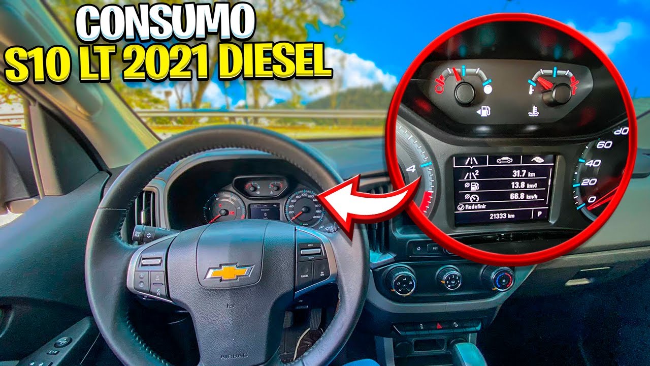 CONSUMO CHEVROLET S10 LT 2021 2.8 DIESEL AUTOMATICA NA RODOVIA.