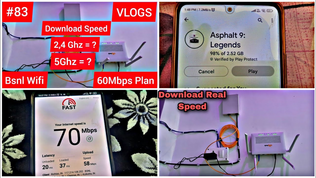2.4Ghz vs 5Ghz Wifi Speed Test | Double Band | Bsnl Fiber Installation | Bsnl Ftth| Village Explorer