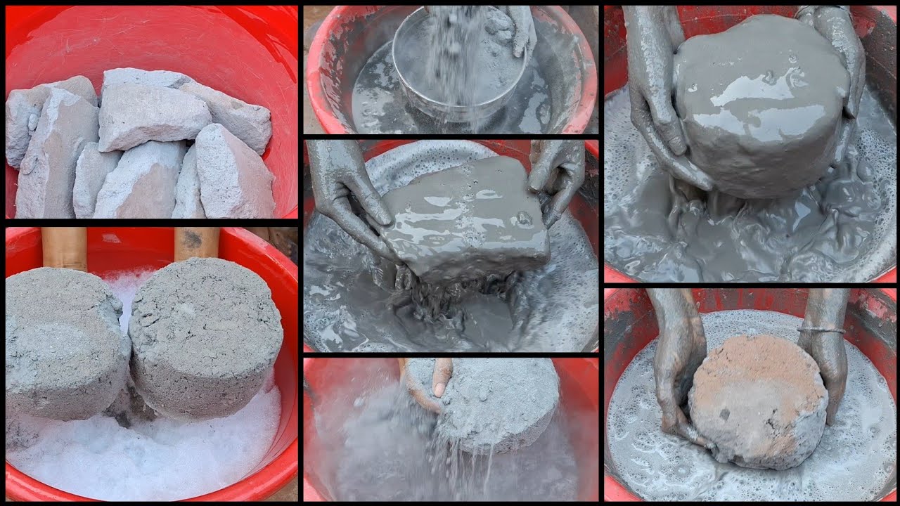 Most Satisfying || Reuse Black Cement || Shapes Water/ Dry Crumbling 